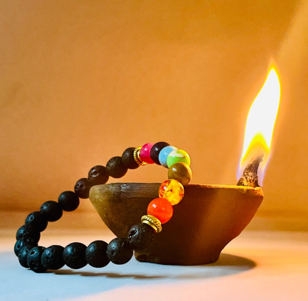 Certified 7 Chakra Healing Beaded Bracelet with Black Onyx